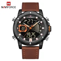 NAVIFORCE NF9172 Men Watch Digital Sport Top Brand Luxury Man WristWatch Military Genuine Leather LED Quartz Fashion Male Clock